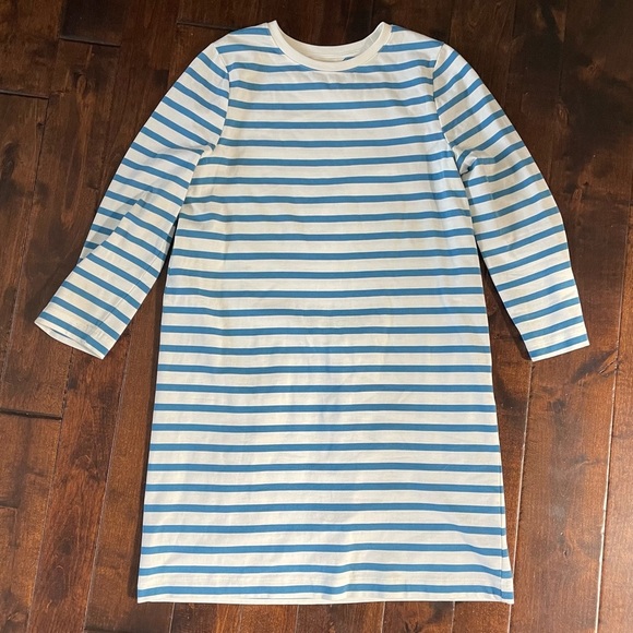 Boden Mini T-shirt Dress 3/4 sleeve blue white striped size 8R preppy - Picture 5 of 11